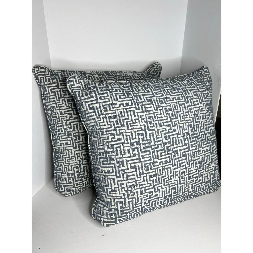 Pair of The Pillow Collection Cover + Down Insert Zeref Geometric Blue White 20